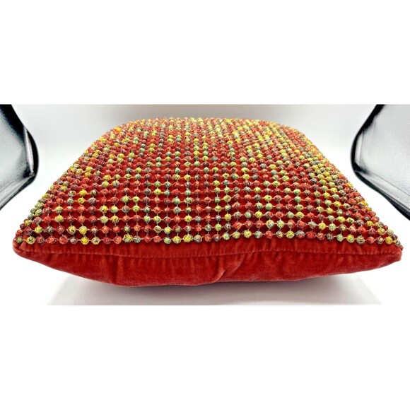 Dransfield & Ross New York French Knot Pillow Silk Velvet Boutique Autumn Spice - Picture 9 of 14